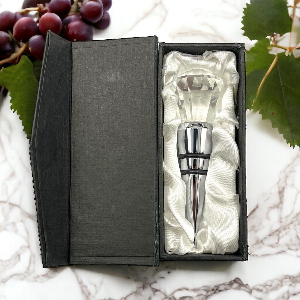 Glass Faceted Crystal Gem Wine Bottle Stopper NWOT